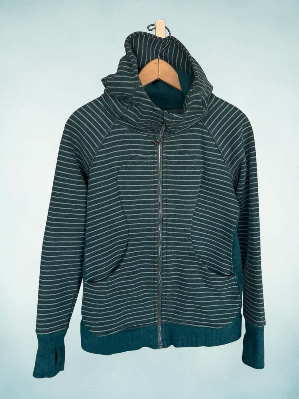 Lululemon Scuba Hoodie IV Full Zip Striped Green Size 6